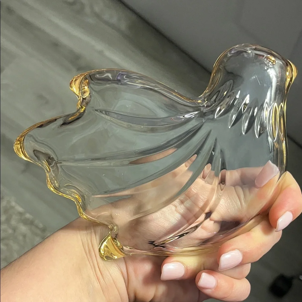 Mikasa Vintage Crystal Gold-Trimmed Dove Candy Dish EUC
